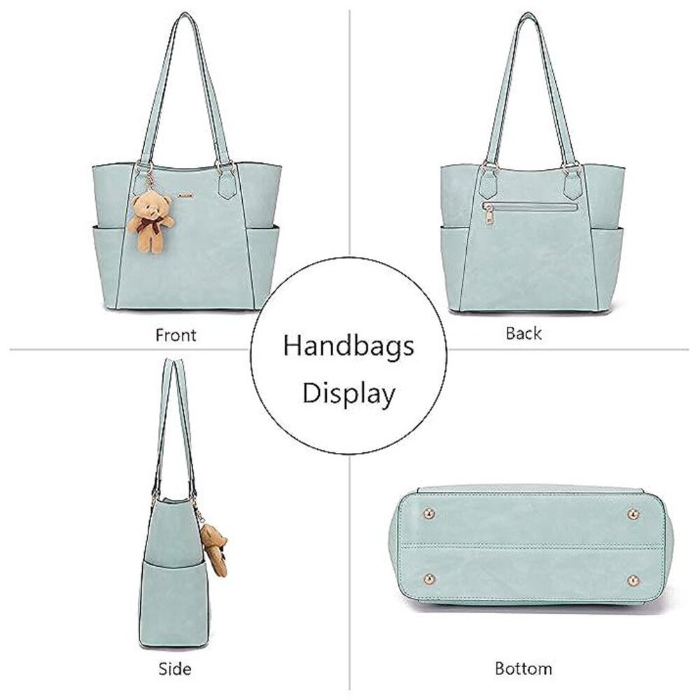 Tote Handbags for Women Purse and Wallet Set Large 2pcs/Set Lightblue - Picture 3 of 6